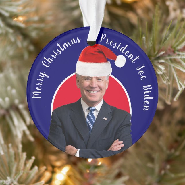 Präsident Joe Biden und Weihnachtsmannmütze Ornament (Baum)