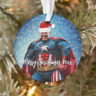 Präsident Joe Biden und Weihnachtsmannmütze Ornament