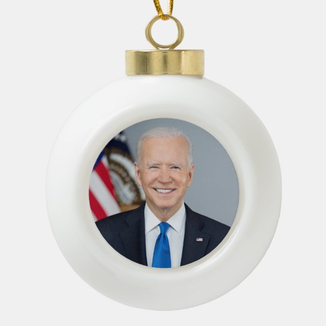 Präsident Joe Biden White House Portrait Keramik Kugel-Ornament (Vorderseite)