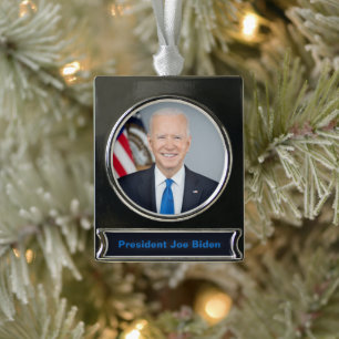 Präsident Joe Biden White House Portrait Silver Banner-Ornament Silber