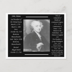 Präsident John Adams Postkarte