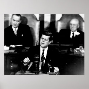 Präsident John F. Kennedy Men in der Mondrede Poster