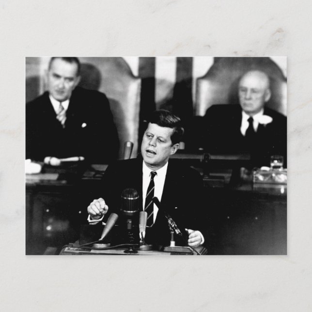 Präsident John F. Kennedy Men in der Mondrede Postkarte (Vorderseite)