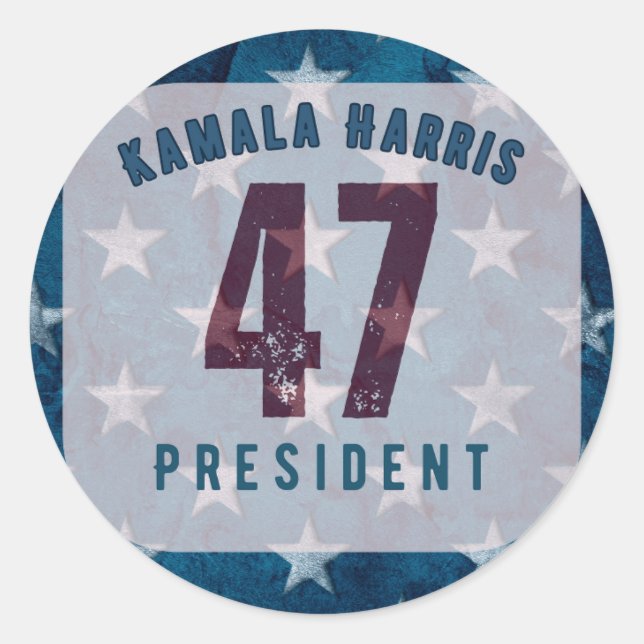 Präsident Kamala Harris 47. Kreis Runder Aufkleber (Vorderseite)