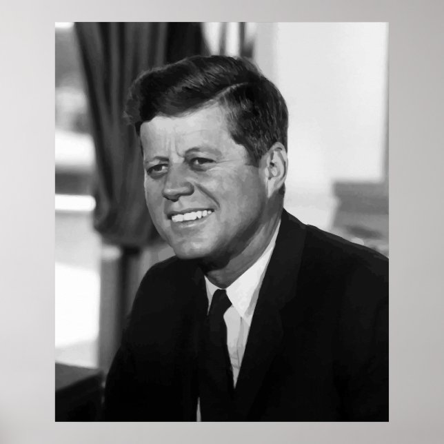 Präsident Kennedy in Schwarz und Weiß Poster (Vorne)