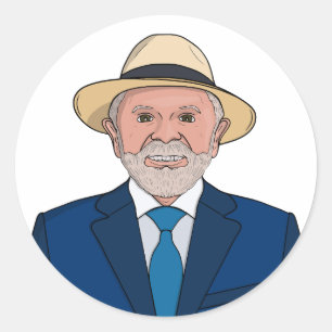 Präsident Lula da Silva Kunst - Brasilianischer Fü Runder Aufkleber
