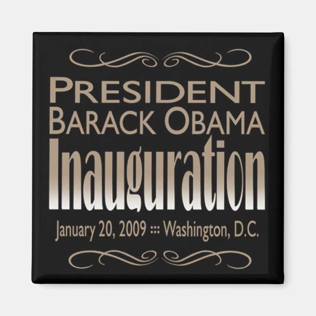 Präsident Obama Einweihungsmagnet (schwarz) Magnet (Vorne)