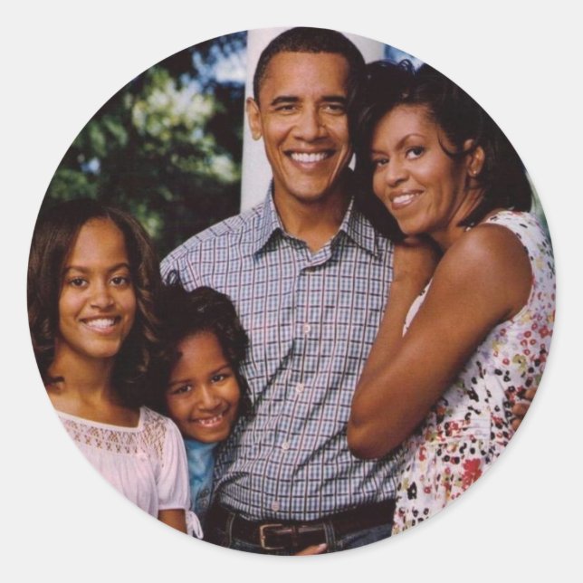 Präsident Obama Erste Familie Runder Aufkleber (Vorderseite)