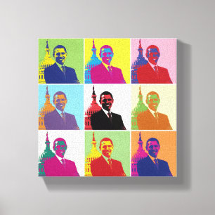 Präsident Obama Funky Moderner Pop Art 8x8 Leinwanddruck