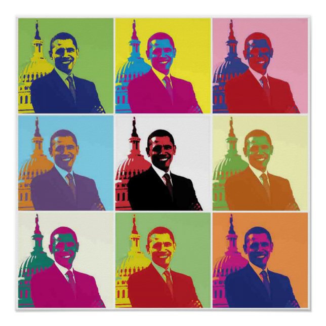 Präsident Obama Pop Art 20x20 Poster (Vorderseite)