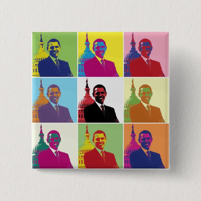 Präsident Obama Pop Art Button (Vorderseite)