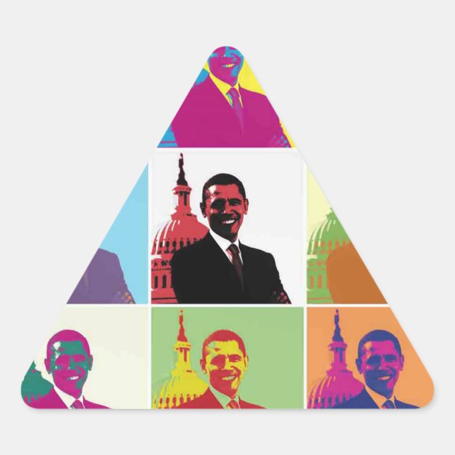 Präsident Obama Pop Art Dreieckiger Aufkleber (Vorderseite)