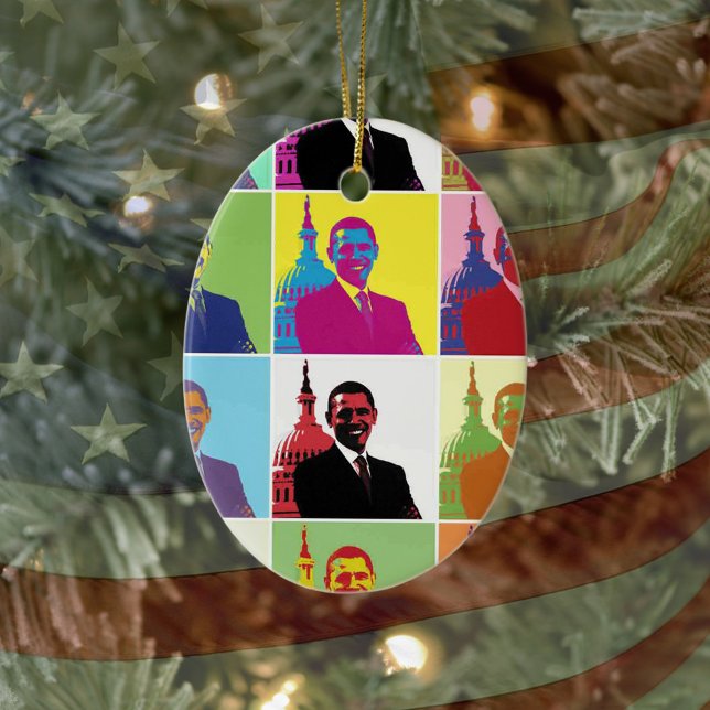 Präsident Obama Pop Art Keramik Ornament (President Obama Pop Art Ceramic Ornament)