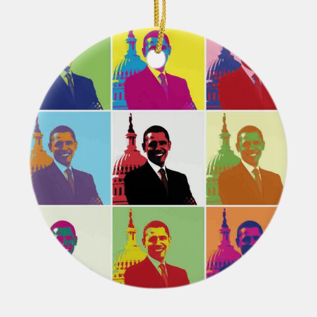 Präsident Obama Pop Art Keramikornament (Vorne)
