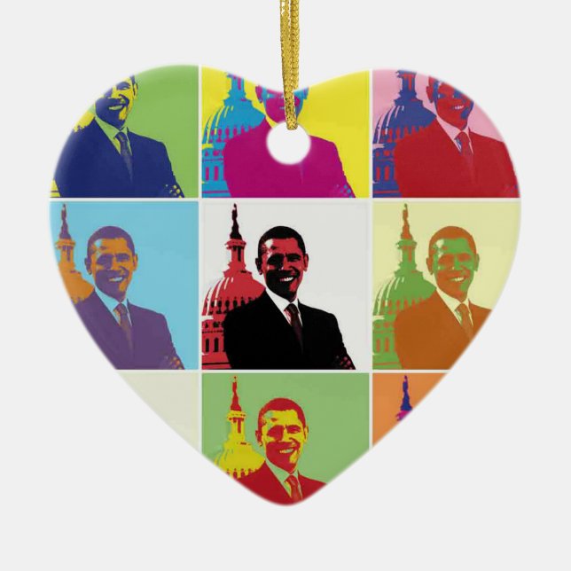 Präsident Obama Pop Art Keramikornament (Vorne)