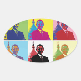 Präsident Obama Pop Art Ovaler Aufkleber