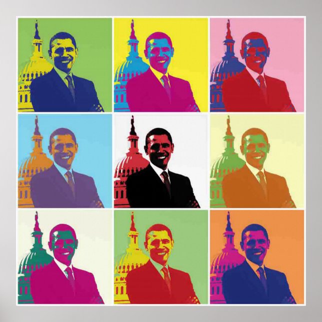 Präsident Obama Pop Art Retro Politiker Poster (Vorne)