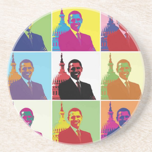Präsident Obama Pop Art Sandstein Untersetzer (Vorne)