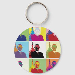 Präsident Obama Pop Art Schlüsselanhänger