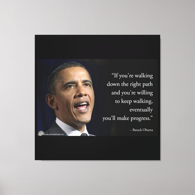Präsident Obama und Zitat "Make Progress" Leinwanddruck (Vorderseite)