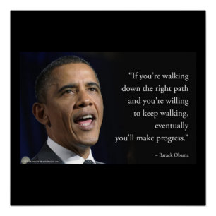Präsident Obama und Zitat "Make Progress" Poster