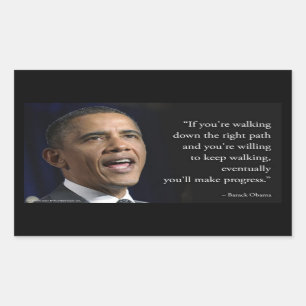 Präsident Obama und Zitat "Make Progress" Rechteckiger Aufkleber