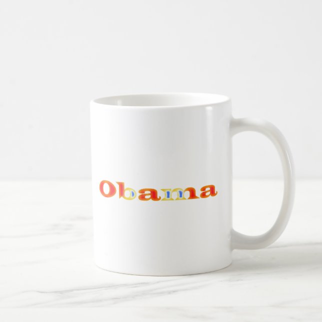 Präsident Obamas Name In Burning Orange mit Blau Tasse (Rechts)