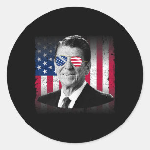 Präsident Reagan USA-Flagge Patriotischer Amerikan Runder Aufkleber