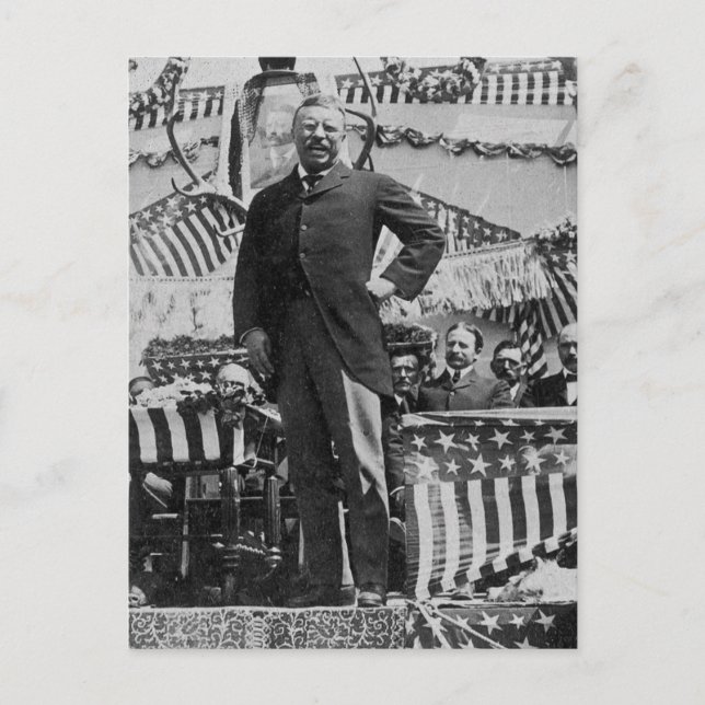 Präsident Theodore Roosevelt in Wyoming Postkarte (Vorderseite)