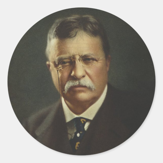 Präsident Theodore Roosevelt von Forbes Lithograph Runder Aufkleber (Vorderseite)