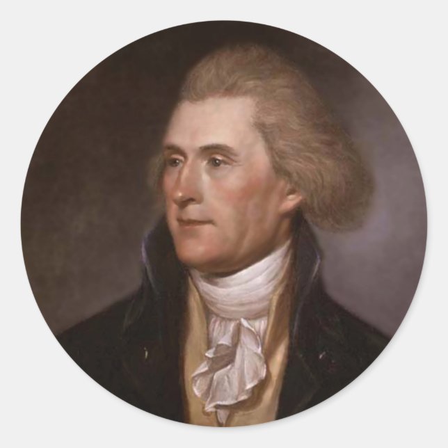 Präsident Thomas Jefferson Runder Aufkleber (Vorderseite)