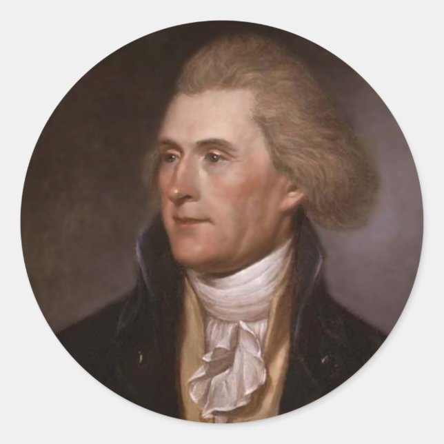 Präsident Thomas Jefferson Runder Aufkleber (Vorderseite)