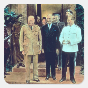 Präsident Truman und Josef Stalin Quadratischer Aufkleber
