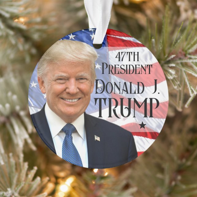 Präsident Trump 2024 Foto - Amerikanische Flagge Ornament (Baum)