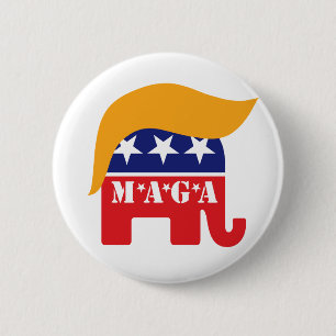 Präsident Trump 2024 GOP Elephant Hair MAGA Button