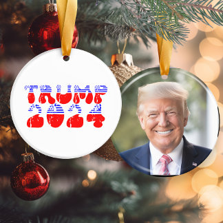 Präsident Trump 2024 Patriotisches Wahlfoto Keramik Ornament