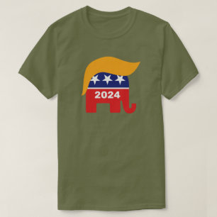 Präsident Trump 2024 Republikanischer Elefant Haar T-Shirt