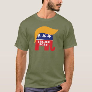 Präsident Trump 2024 Republikanischer Elefant Haar T-Shirt