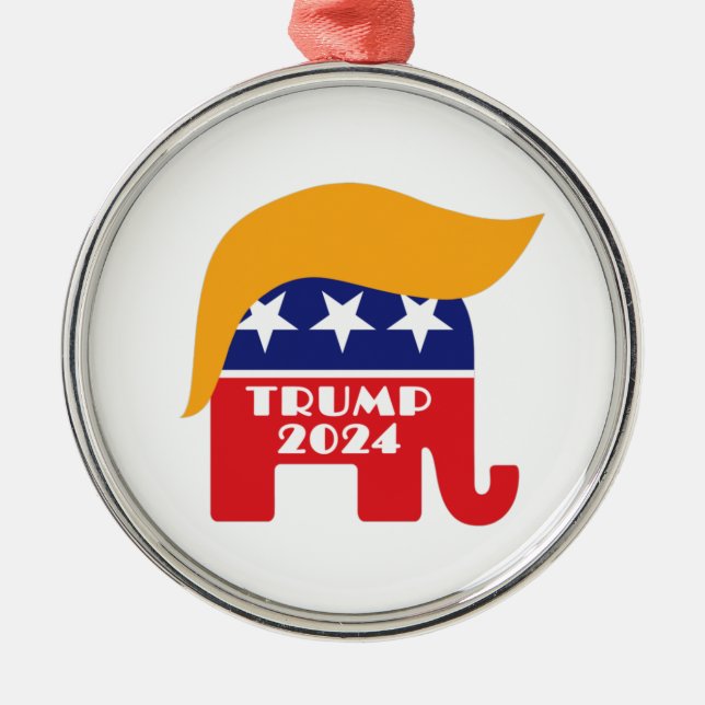 Präsident Trump 2024 republikanisches Elefantenhaa Ornament Aus Metall (Vorne)