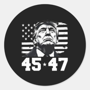 Präsident Trump 45 47 Amerikanische Flagge Trump V Runder Aufkleber