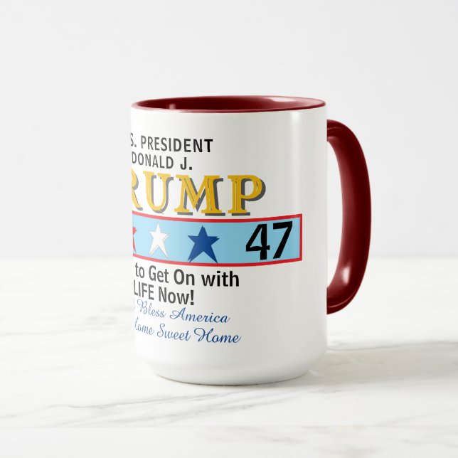 Präsident Trump 45 47 Geometric Red White Blue Tasse (VorderseiteRechts)