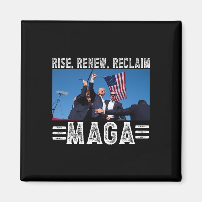 Präsident Trump 45 47 Mega Rise Renew Reclaim Magnet (Vorne)