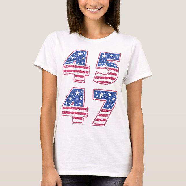 Präsident Trump 45 47 Red White Blue T - Shirt (Vorderseite)