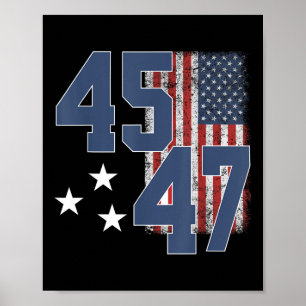 Präsident Trump 45 47 Vintage amerikanische Flagge Poster