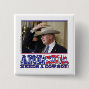 Präsident Trump Amerikanischer Cowboy Button