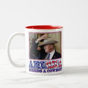 Präsident Trump Amerikanischer Cowboy Zweifarbige Tasse