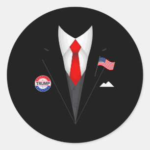 Präsident Trump Anzug Halloween Lazy Kostüm 1 Runder Aufkleber