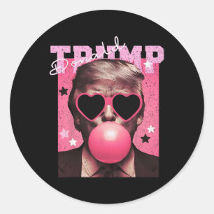 Präsident Trump bläst Bubble Gum Funny Pink Bubb Runder Aufkleber