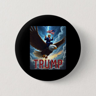 Präsident Trump fährt einen Adler. Patriotic Polit Button