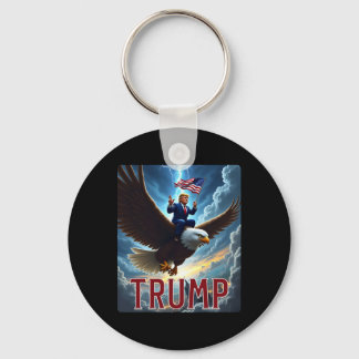 Präsident Trump fährt einen Adler. Patriotic Polit Schlüsselanhänger